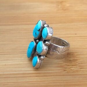 $134 Signed Artisan L. Bennett Navajo Estate Ring Marked L. Bennett Sterling